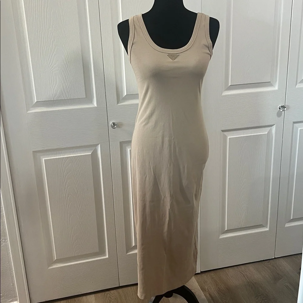 Prada Knit Ribbed Triangle Logo Dress - Picture 4 of 13